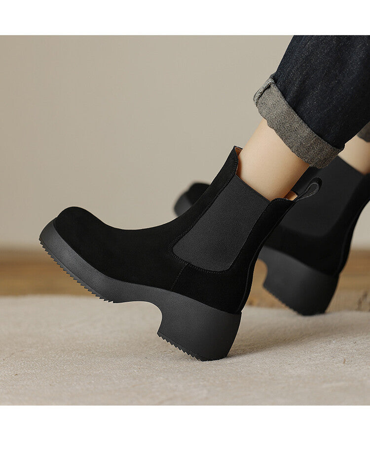 Women's Elastic Suede Platform Boots