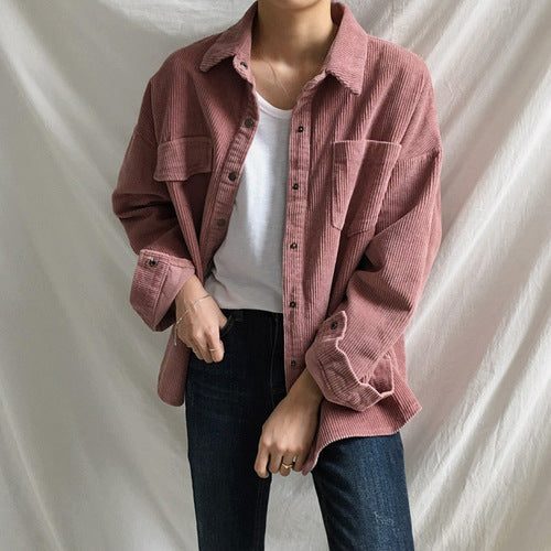 Corduroy Shacket Long Sleeve Shirt