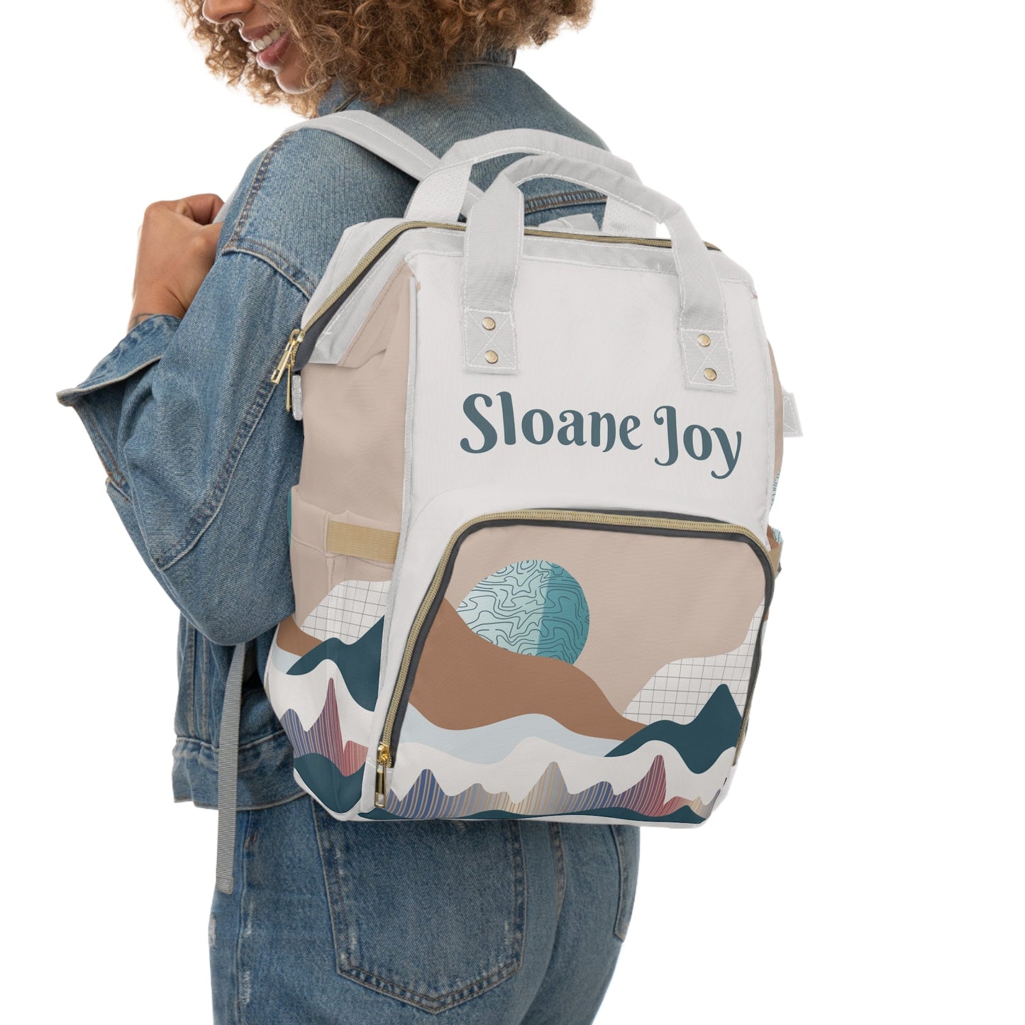 Personalized Boho Abstract Pattern Multifunctional Diaper Backpack, Newborn Gift, Baby Shower Gift, Bohemian Themed Baby Shower