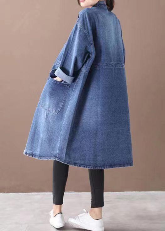 Fashionable Versatile Slimming Denim Shirt Dress Vintage Single-breasted Coat