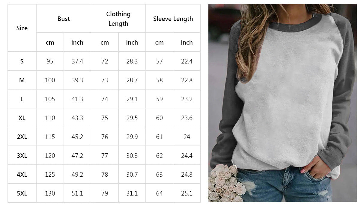 European And American Printed Long-sleeved Round Neck Women's Sweater Autumn And Winter Plus Size Top