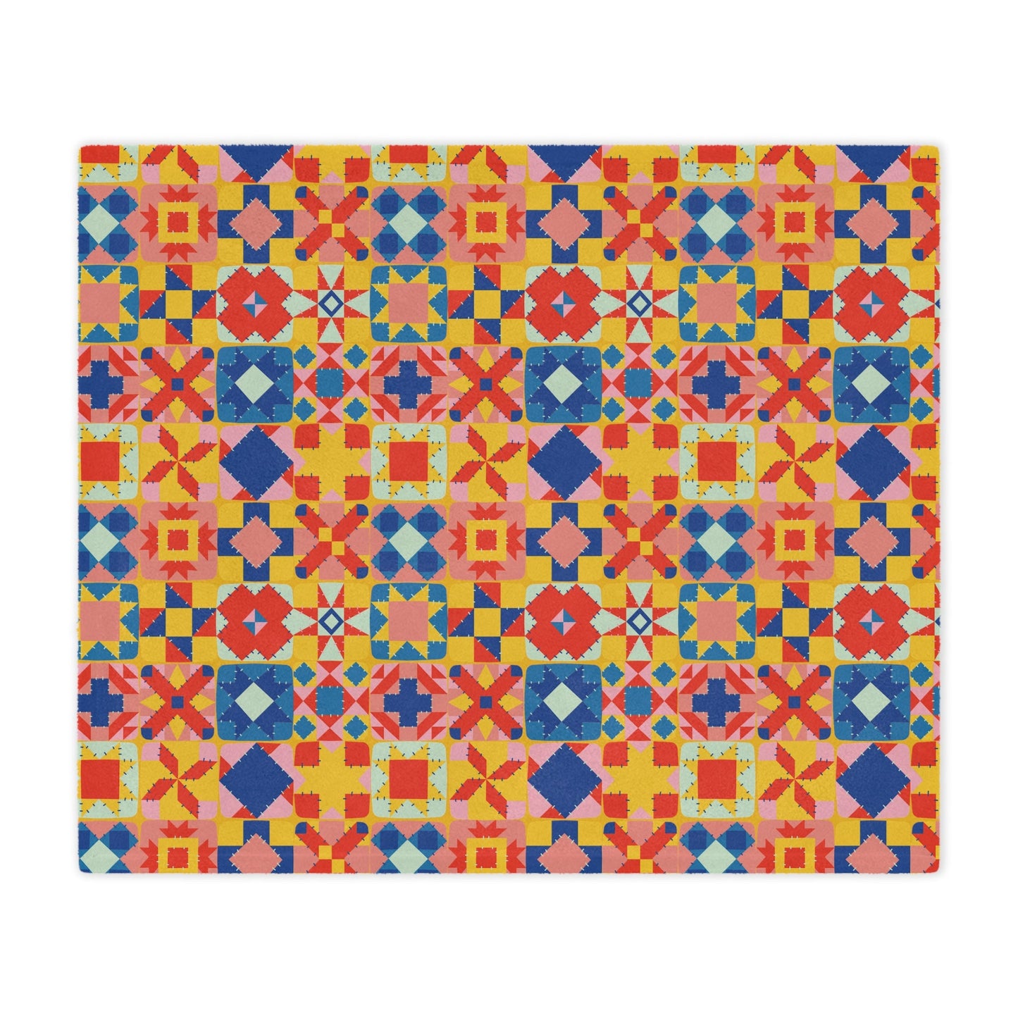 Colorful Patchwork Quilt Print Minky Blanket