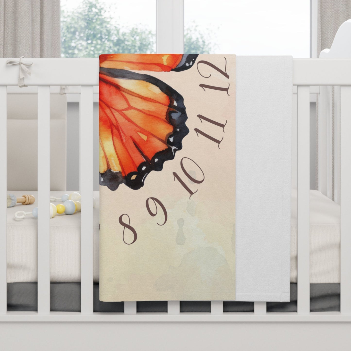 Monarch Butterfly Themed Soft Fleece Milestone Blanket, Boys Monthly Growth Tracker, Personalized Baby Blanket, Baby Shower Gift