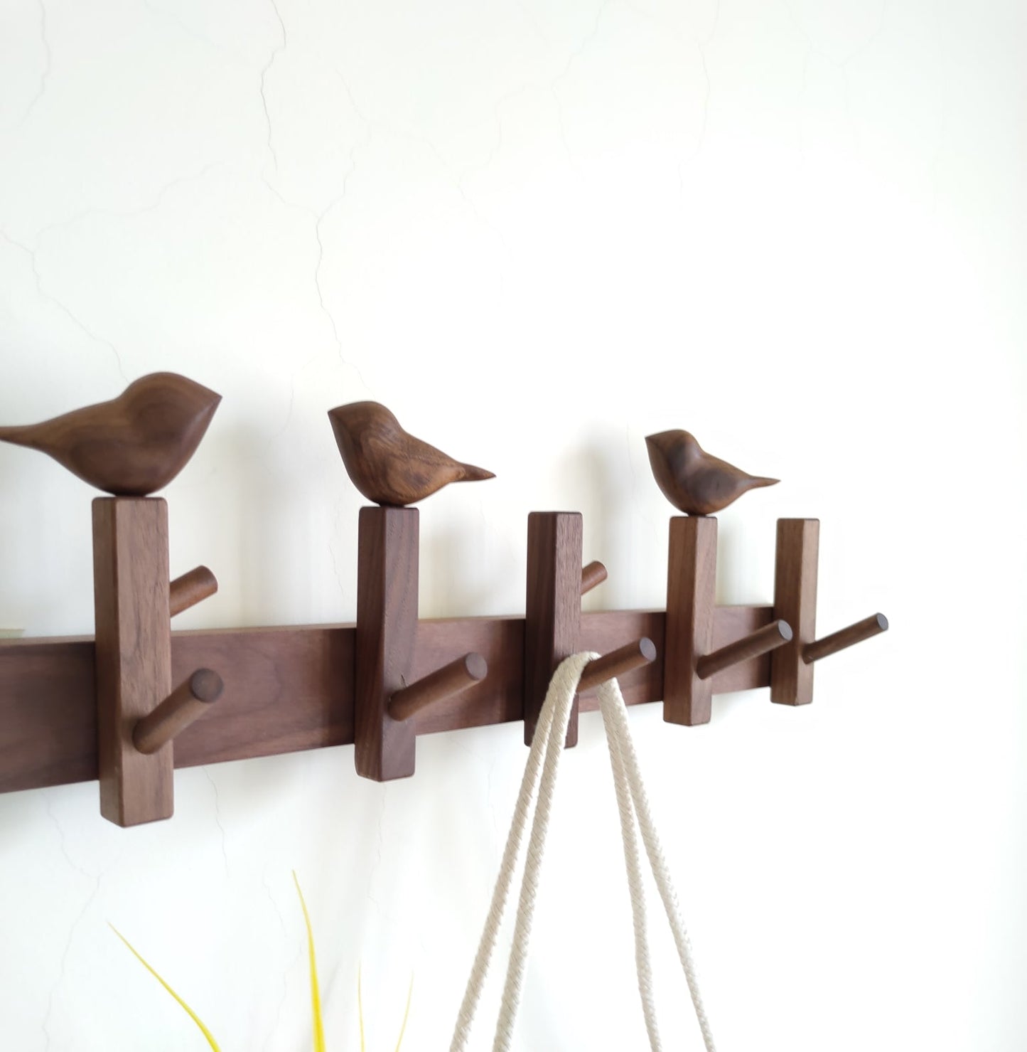 Black Walnut Log Entryway Wall Mounted Bird Coat Hook