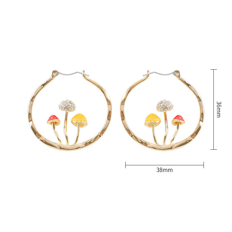 Boho Hoops Trendy Vintage Gold Mushroom Look