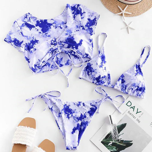 Tie Dye Three-Piece Bikini