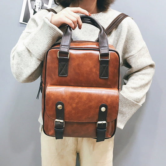 New Fashion All-match Large-capacity Soft Leather Backpack