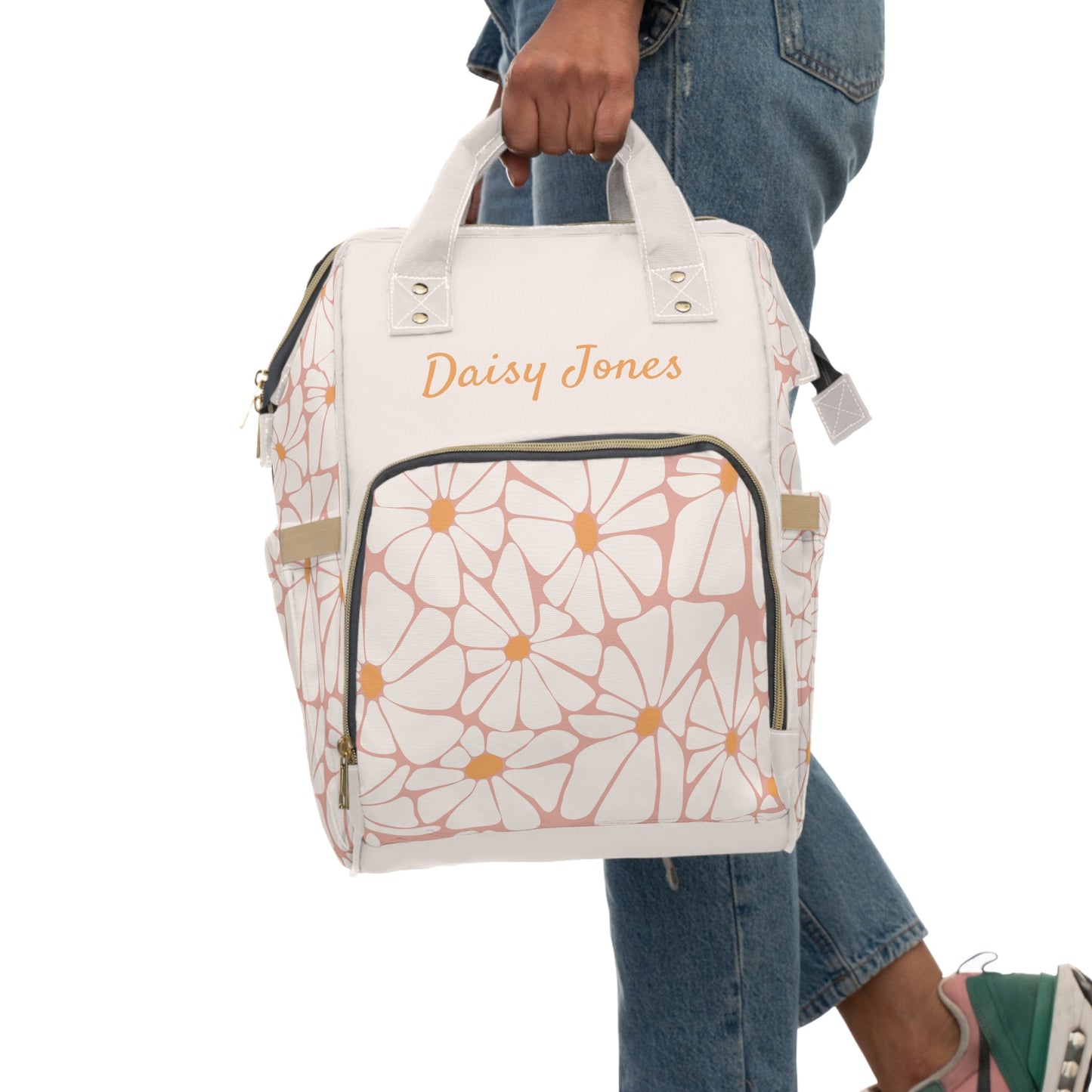 Personalized Boho Daisy Girls Multifunctional Diaper Backpack, Newborn Gift, Baby Shower Gift, Baby Diaper Bag Nappy Stroller Bag