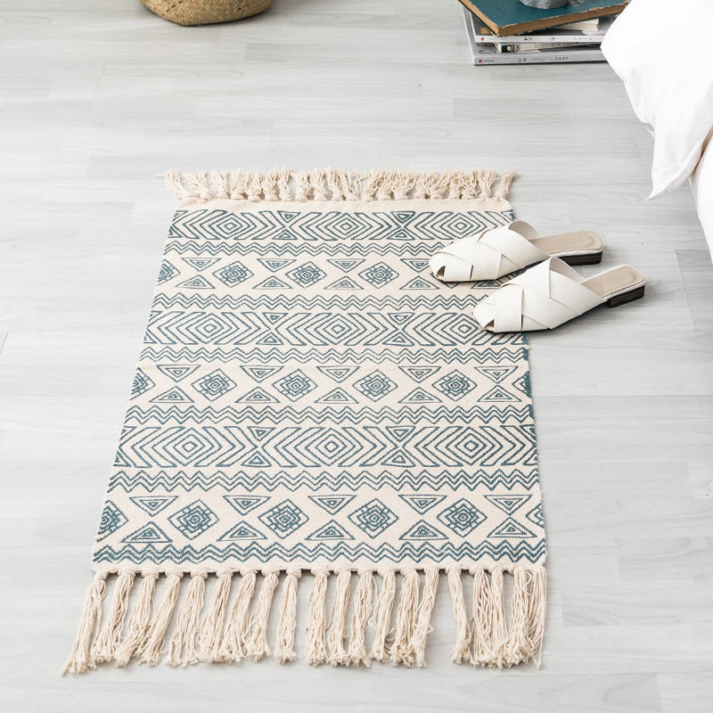 Nordic Cotton and Linen Tufted Handmade Tassel Rug