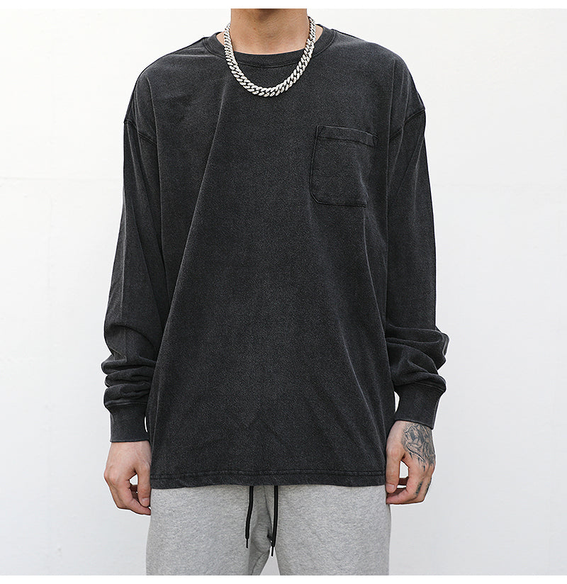 Men Basic Pocket Long Sleeve Tee