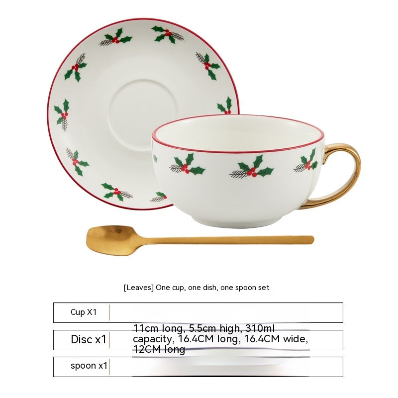 Ins Christmas Ceramic Tea Cup Dish Set