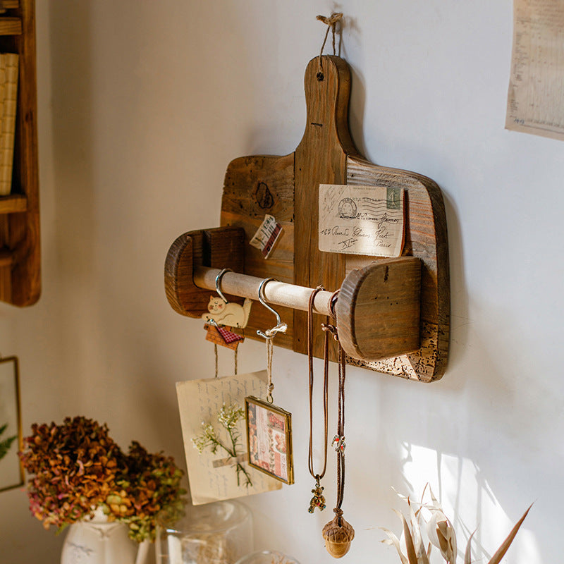 Natural Old Wood Paper Roll Kitchen Tissue Holder