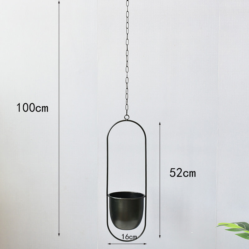 Creative Pentagonal Dangling Hanging Round Iron Flower Pot Planter