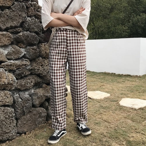 Men British Plaid Suit Pants