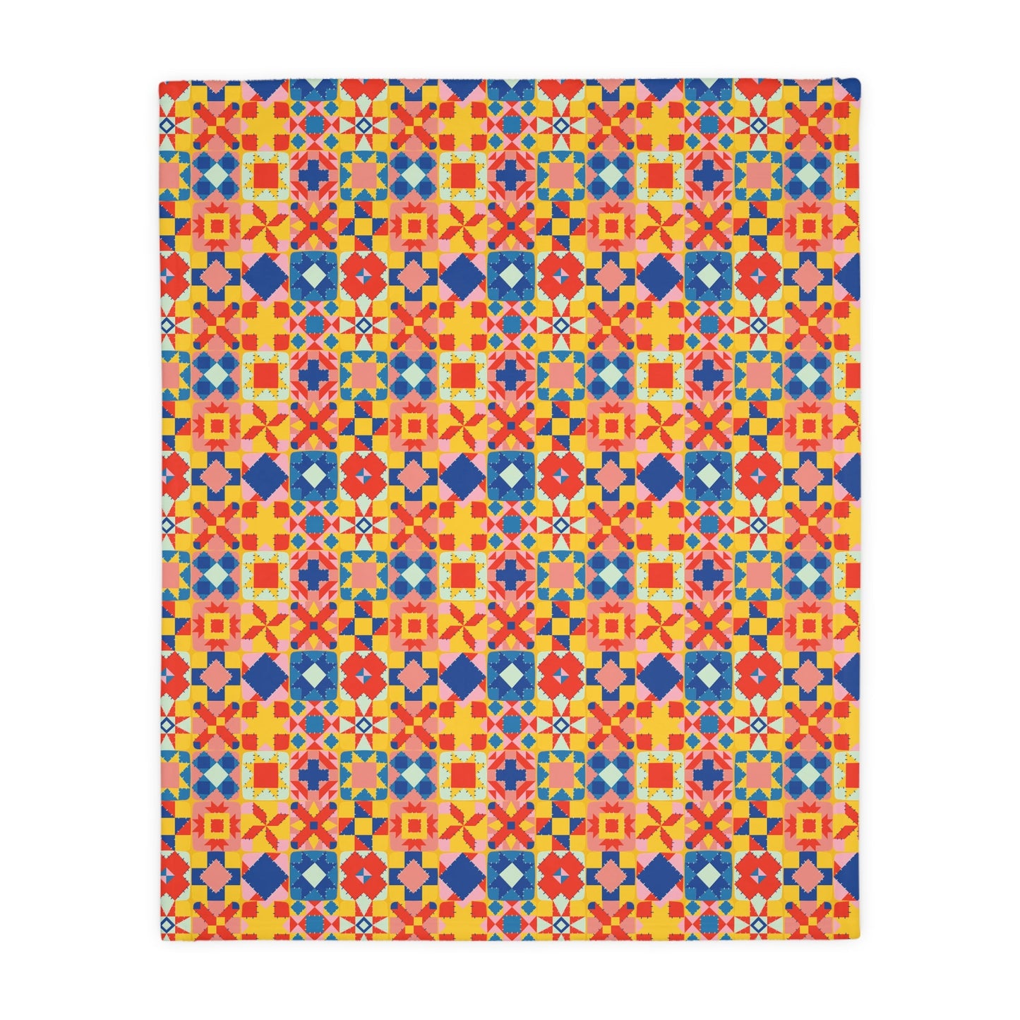 Colorful Patchwork Quilt Print Velveteen Minky Blanket (Two-sided print)