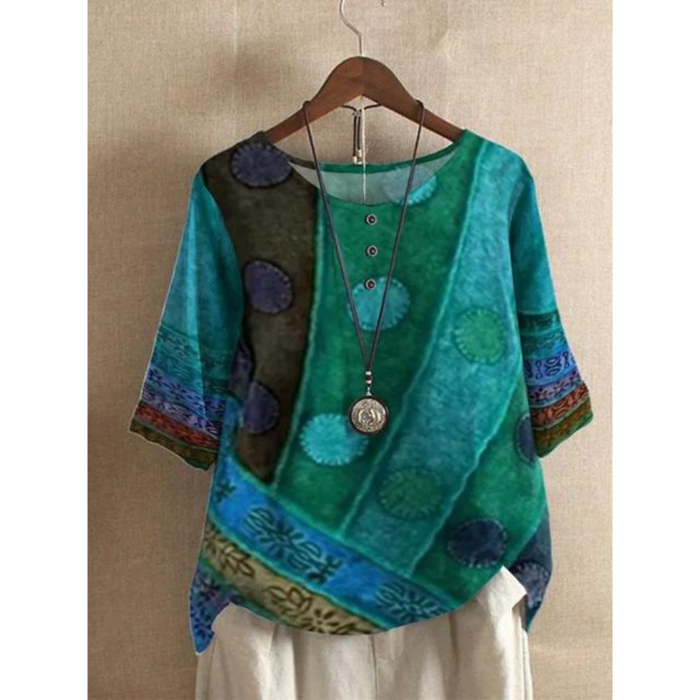 Comfortable Colorful Top With Half Sleeves