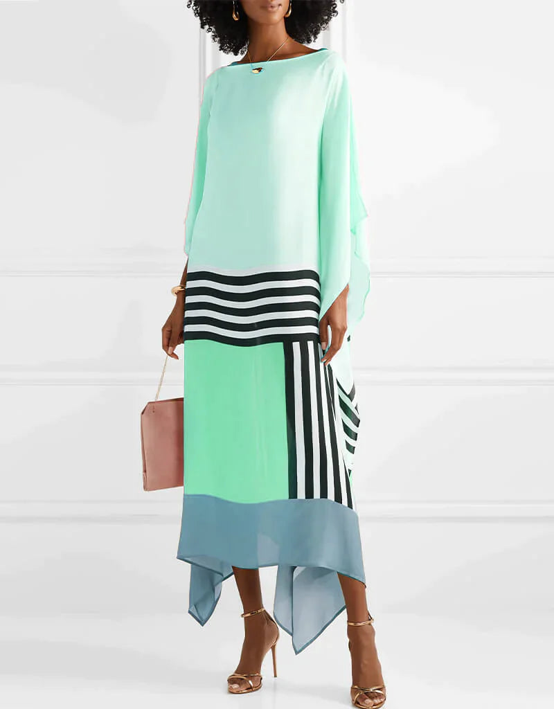 Striped Colorblock Kaftan Dress