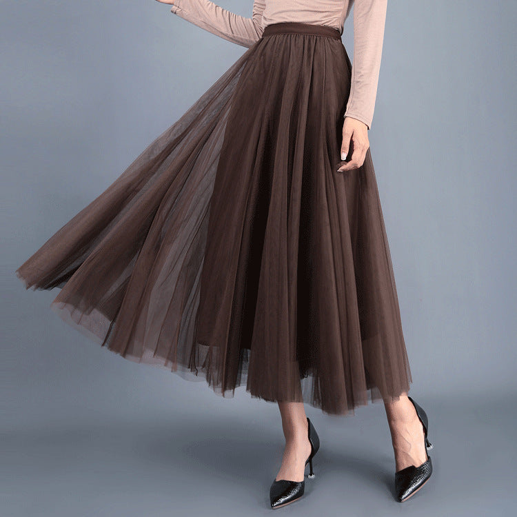 Spring Swing Puffy Ankle-length Skirt High Waist Slim Fit Fairy Skirt