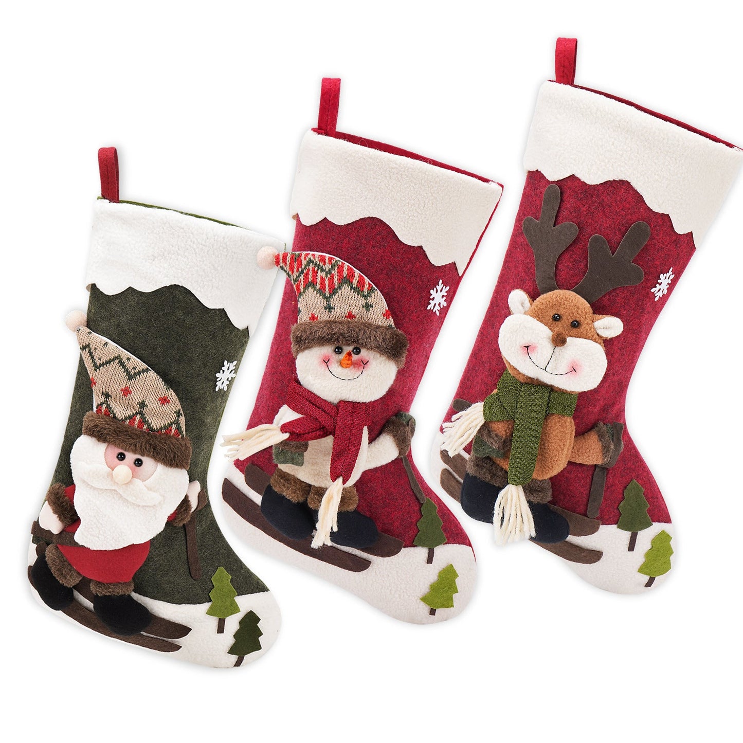 Santa Claus Snowman Elk Holiday Stocking Gift Bag Decorations