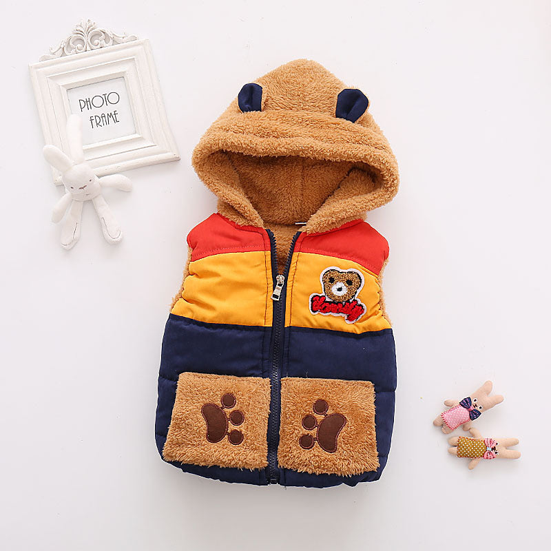 Stitching Cartoon Plus Cashmere Vest Fashion