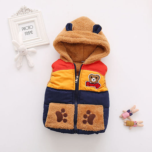 Stitching Cartoon Plus Cashmere Vest Fashion