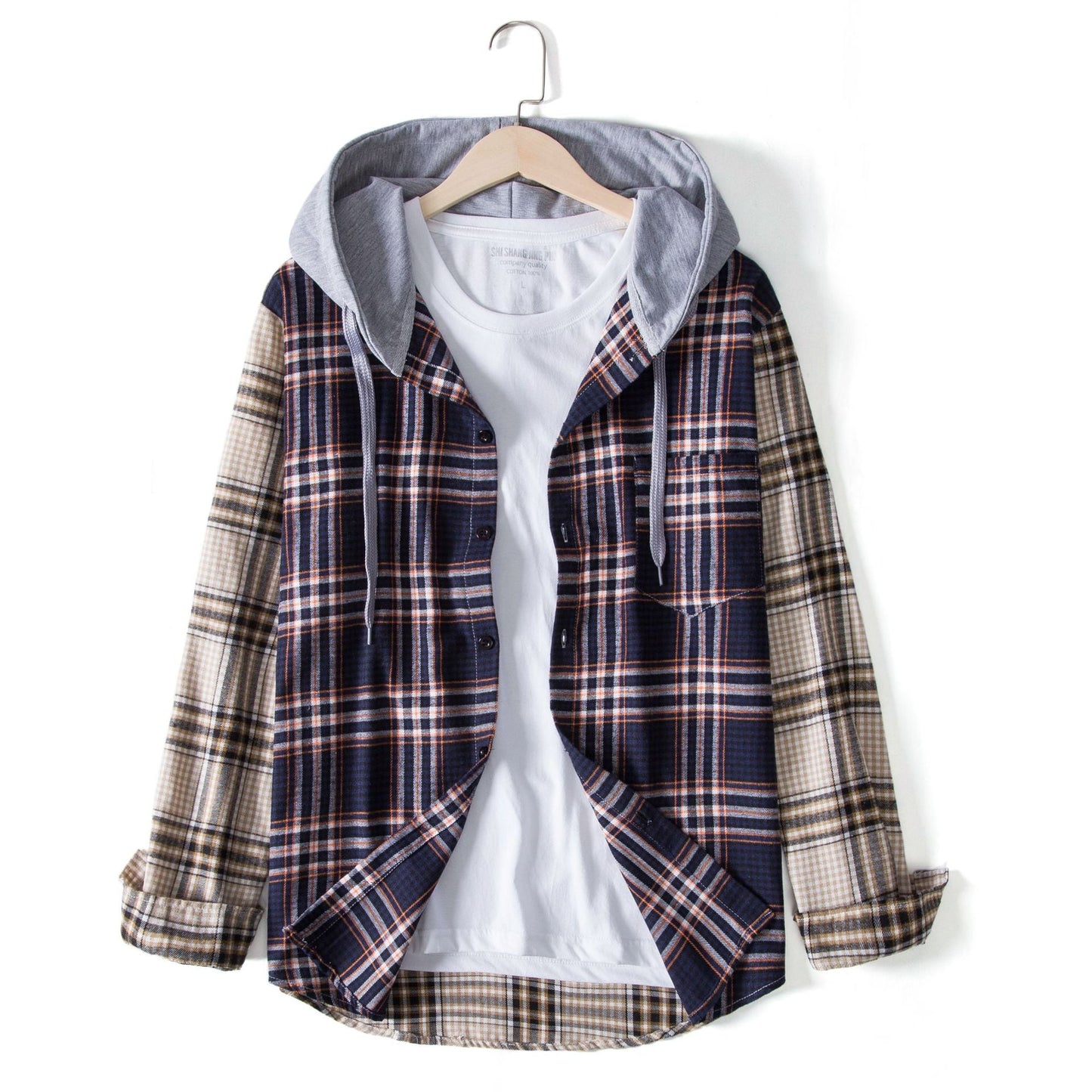Patchwork Men's Shirt Plaid Long-sleeved Autumn And Winter