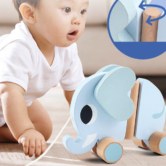 Children's Elephant Drawstring Wooden Trailer