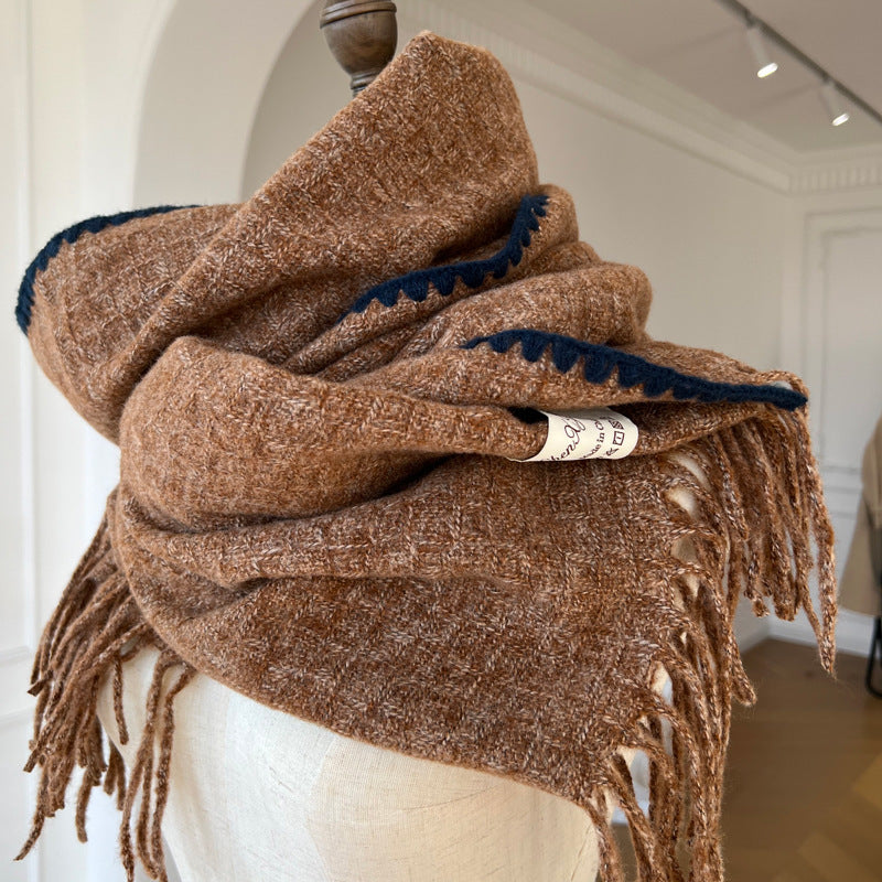 Knitted Lock With Woolen Knitting Scarf