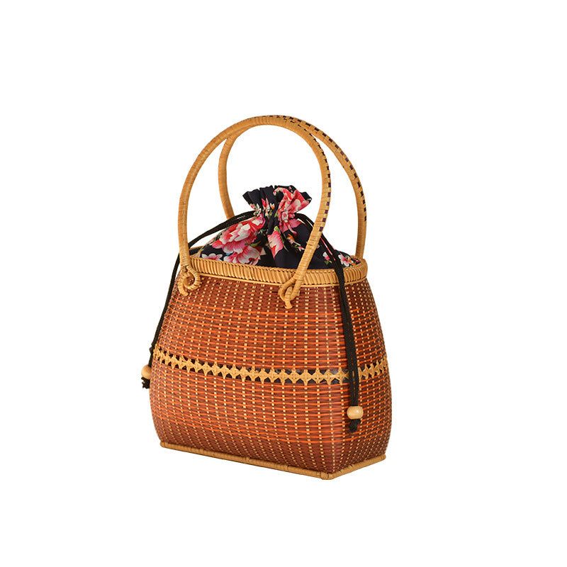 Storage Travel Hand-Woven Bamboo Handbag