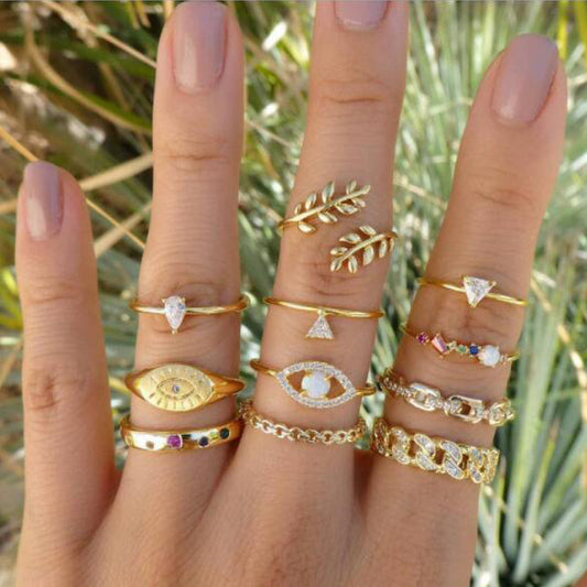 11 Piece Boho, Hippie Ring Set