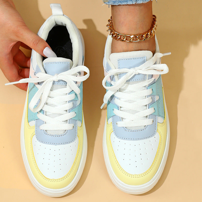 Lace-up Pastel Outdoor Casual Flat Sneakers