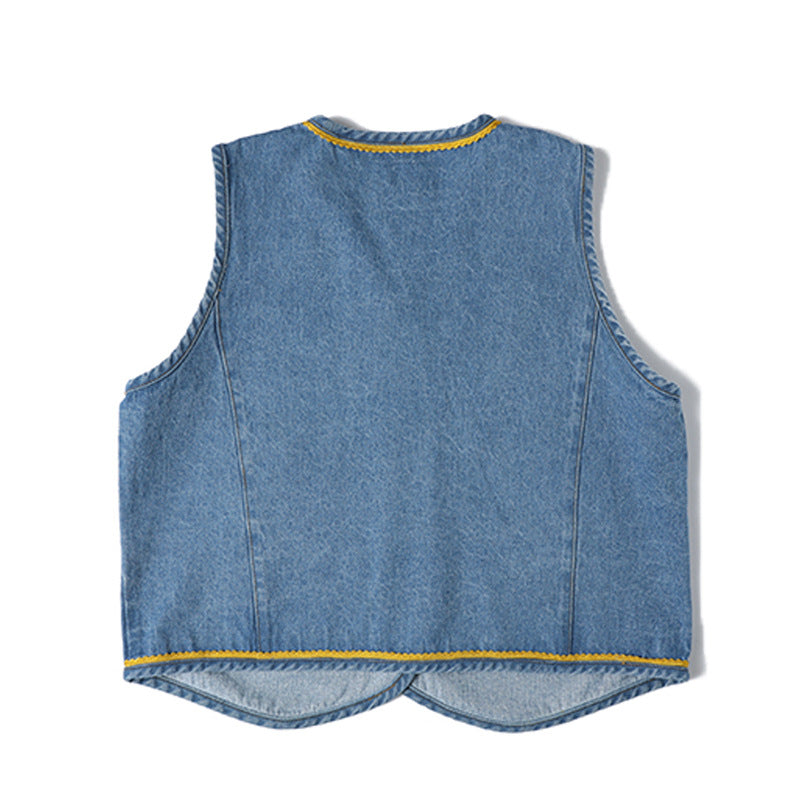 Vintage Style Collarless Cowboy Vest