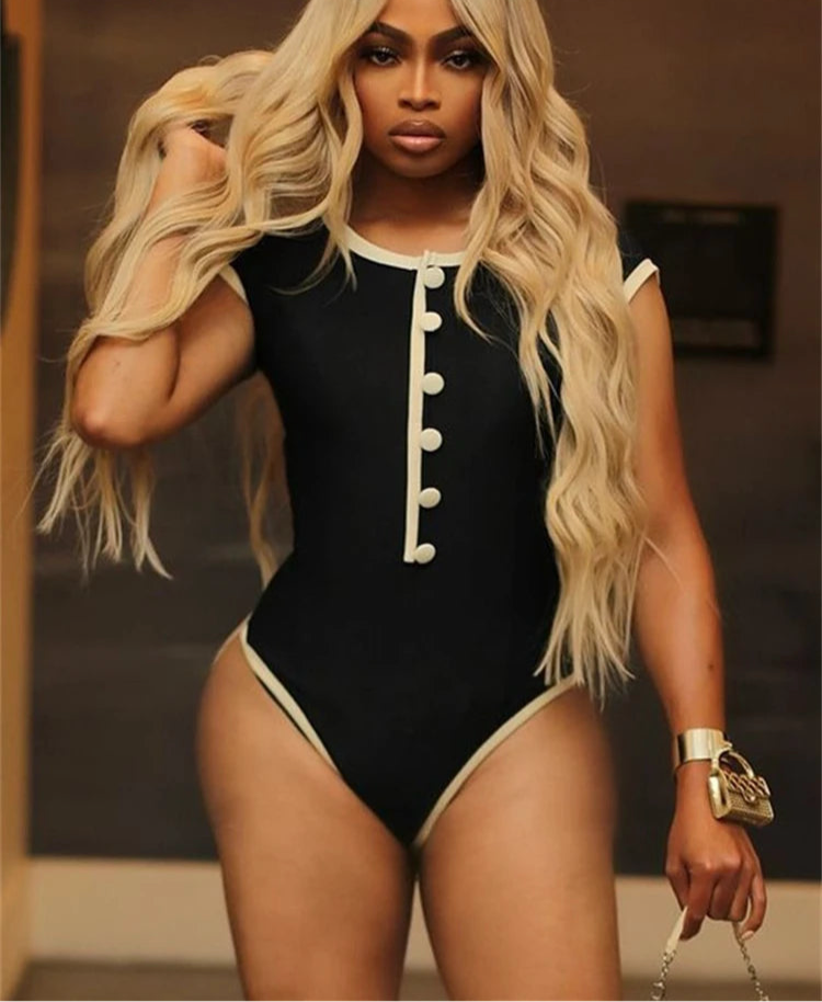 Knitted Two Tone Short Sleeve Bodysuit