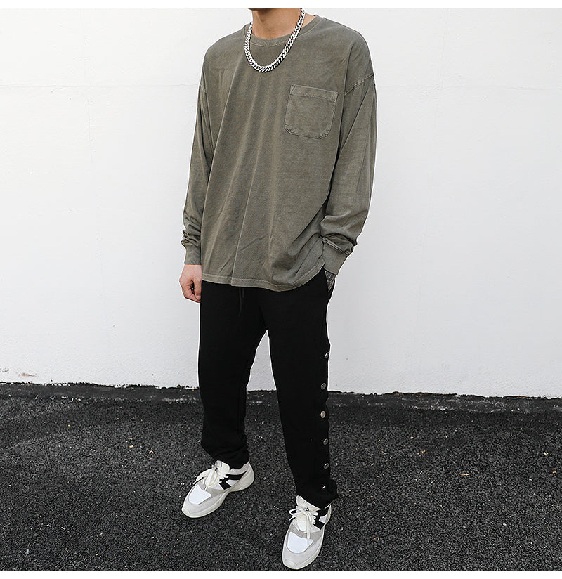 Men Basic Pocket Long Sleeve Tee