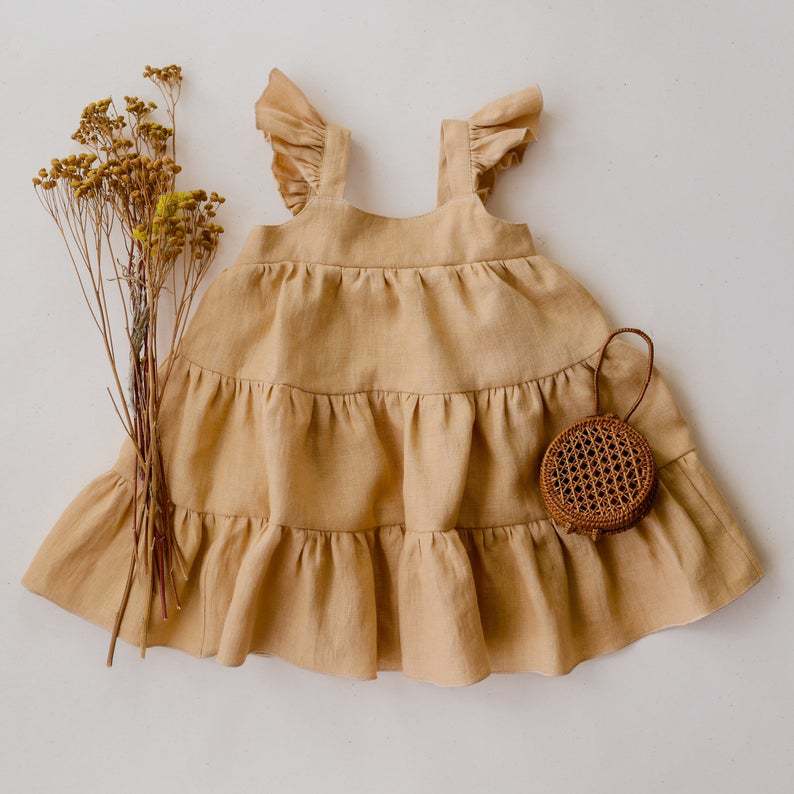 Infant Cotton And Linen Dress Baby Girl Summer Vest Dress