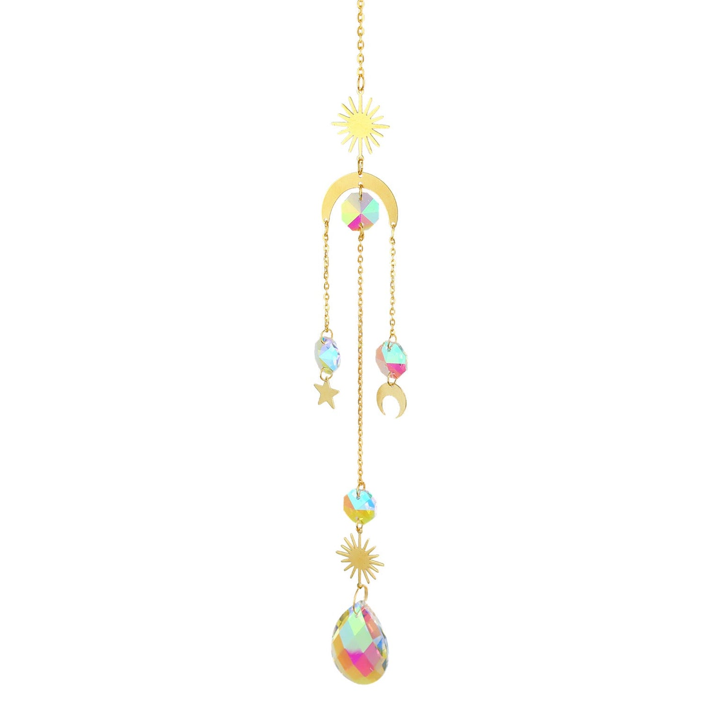 Crystal Sun Catcher Moon Star Wind Chime Pendant