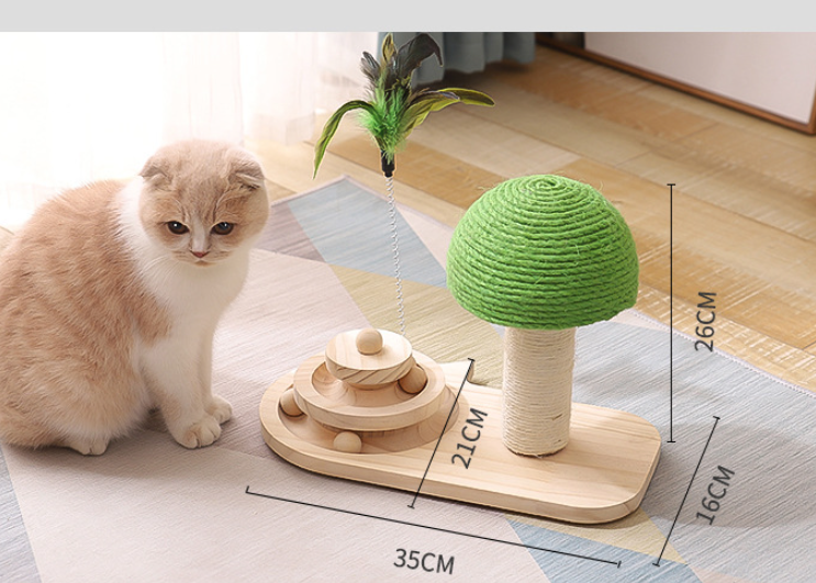 Pet Cat Tree Toys Scratch Post Claw Scratcher Double Swivel Balls Cat Accessories