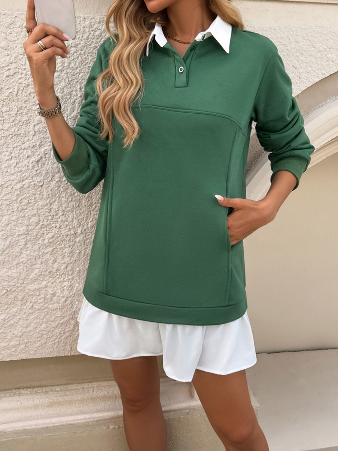 Devine Ruffle Hem Long Sleeve Mini Dress