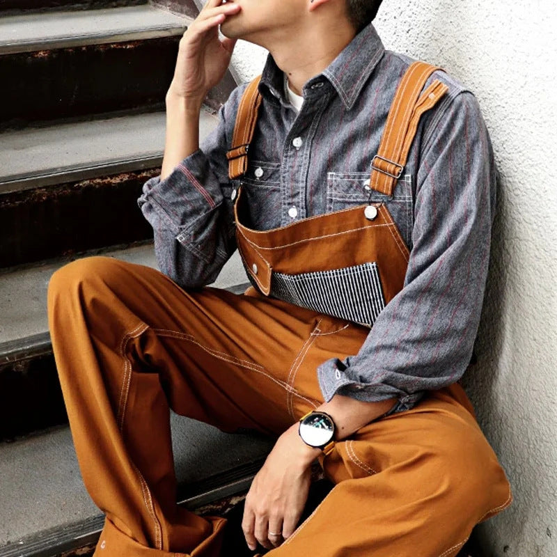 Men's Patch Pocket Multi-pocket Overalls