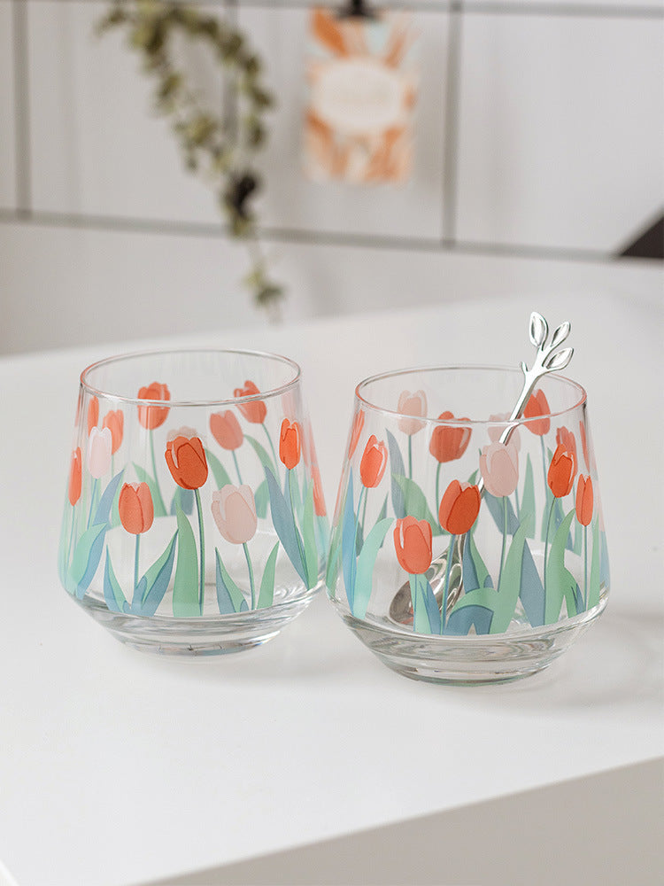 Home Simple And Cute Tulip Glass Water Cup