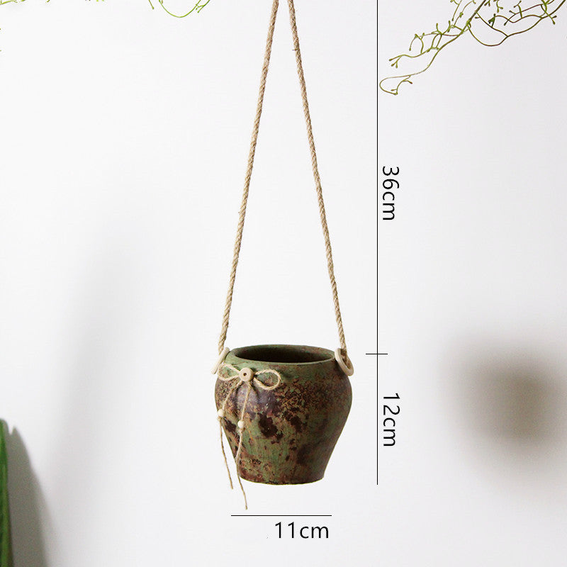 Rustic Hanging Stoneware Flower Pots