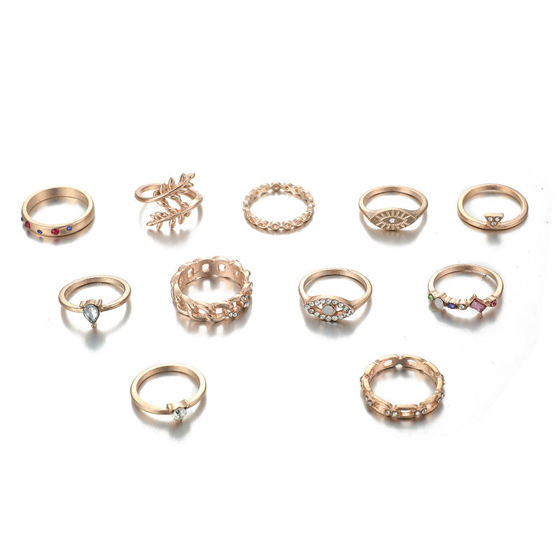 11 Piece Boho, Hippie Ring Set