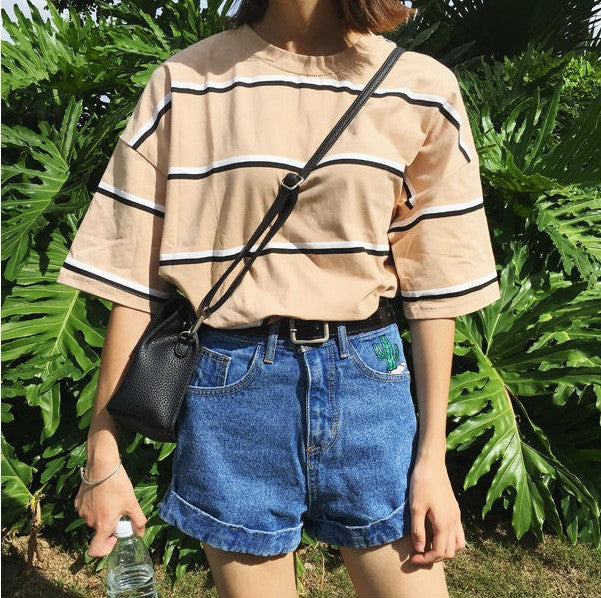 Retro 90s Oversized Striped T-Shirt