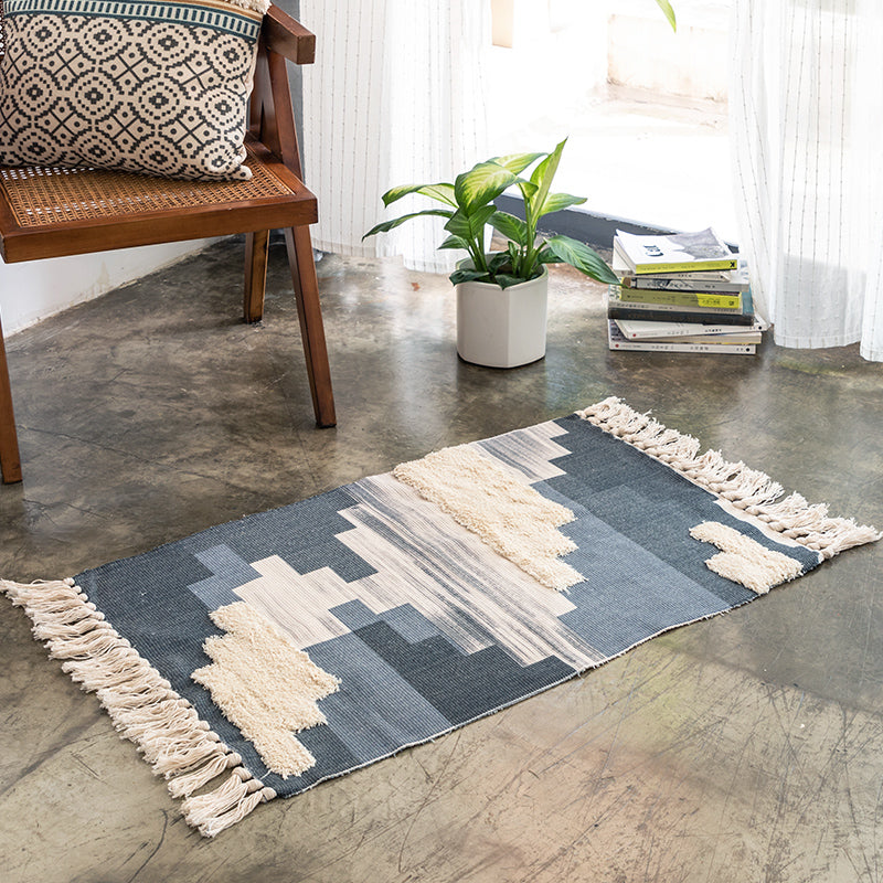 Nordic Cotton and Linen Tufted Handmade Tassel Rug