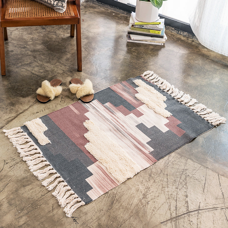 Nordic Cotton and Linen Tufted Handmade Tassel Rug