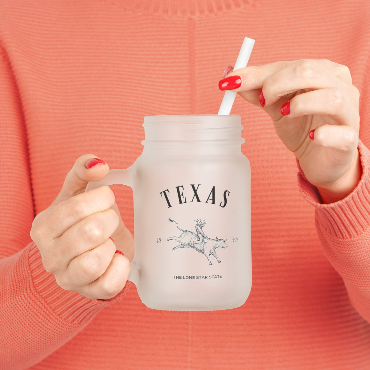 Texas Iced Coffee Tumbler, Texas Frosted Glass Tumbler, Texas Wedding, Texas Girls Trip, Texas Bachelorette Mason Jar