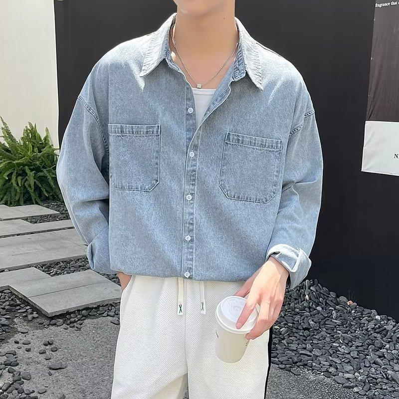 Workwear Light Blue Denim Shirt Jacket Men