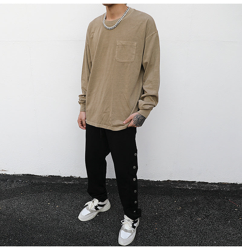 Men Basic Pocket Long Sleeve Tee