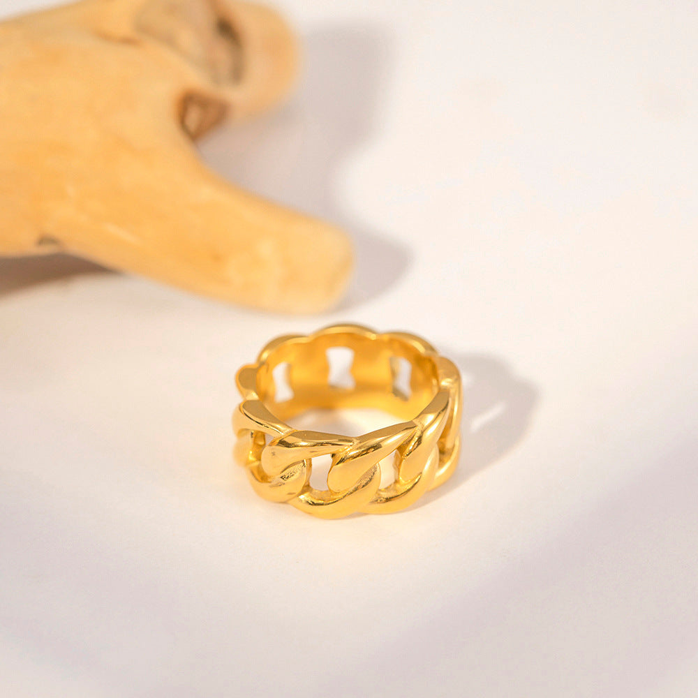 French Retro Hollow Chain Ring