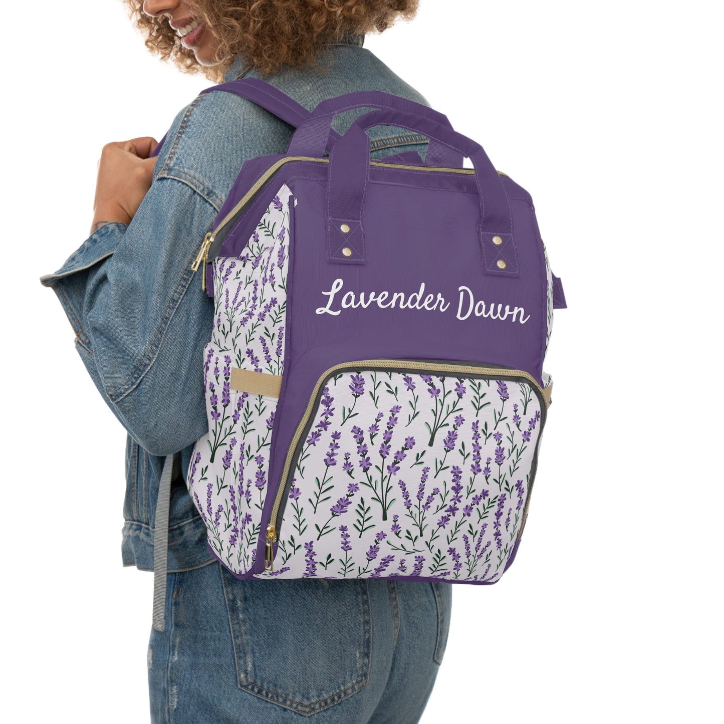 Personalized Purple Lavender Girls Multifunctional Diaper Backpack, Newborn Gift, Baby Shower Gift, Baby Diaper Bag Nappy Stroller Bag